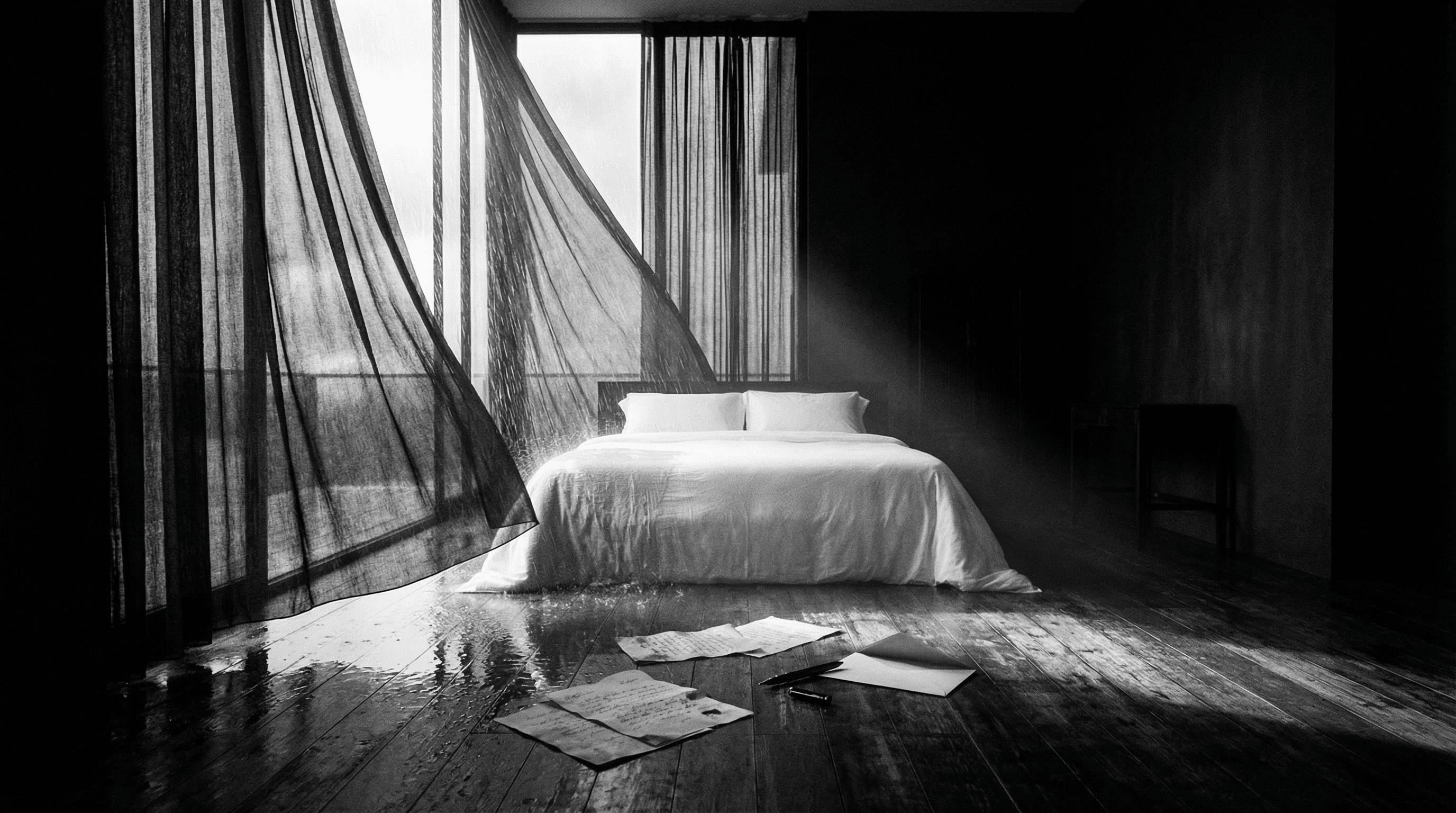 Cama en la penumbra